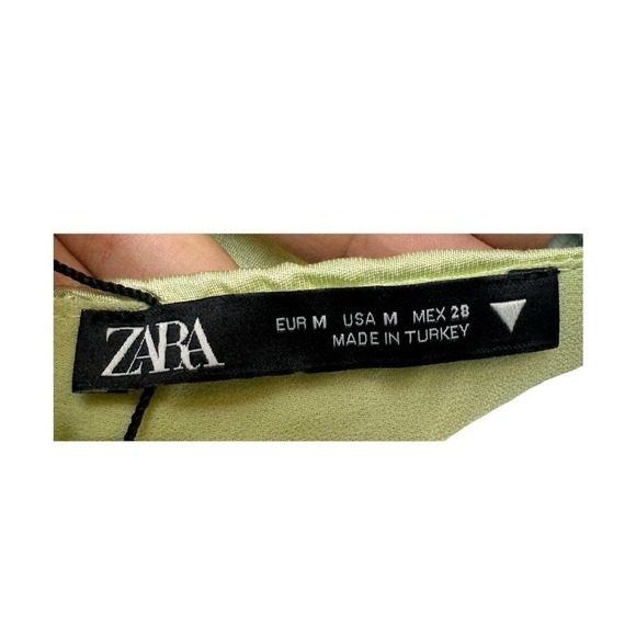 NEW ZARA Blogger Favorite Ruched Gathered Satin Effect Mini Dress in Lime Green - Picture 5 of 7